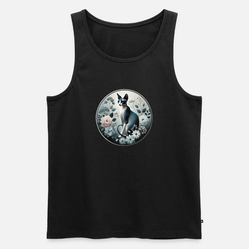 Princesse Sphynx chat parmi les fleurs - Débardeur bio Premium Homme - noir