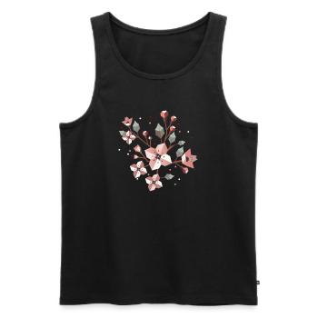 Branche de fleur de cerisier élégante - Splendeur printanière délicate - Débardeur bio Premium Homme - noir - Devant - AI Model Male 178 light (178cm)