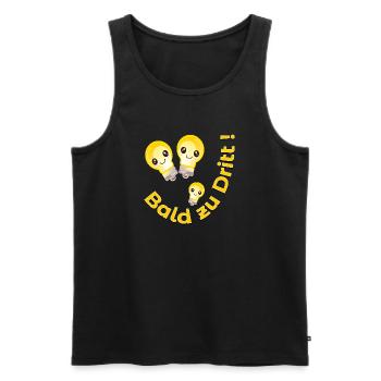 SCHWANGERSCHAFT BABY - BALD ZU DRITT - GLÜHBIRNEN - Männer Premium Bio Tank Top - Schwarz - Vorne - Michal (187cm)