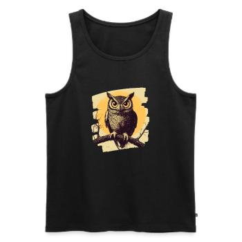 Eule - Männer Premium Bio Tank Top - Schwarz - Vorne - Michal (187cm)