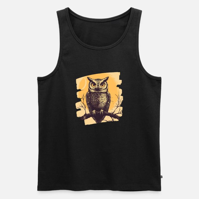 Eule - Männer Premium Bio Tank Top - Schwarz