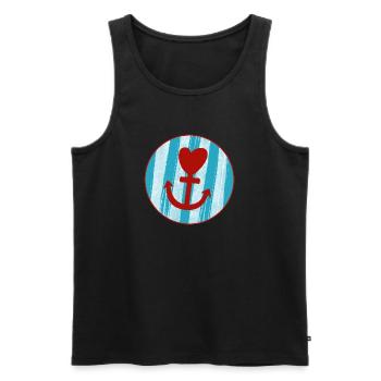 Anchor Stripes Hamburg Love Heart North Sea Ahoy Fan - Men's Premium Organic Tank Top - black - Front - Michal (187cm)