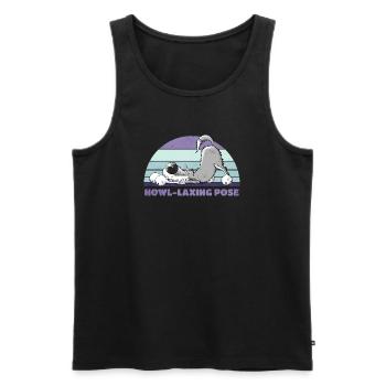 Wolf Yoga Howl-Laxing Pose - Men's Premium Organic Tank Top - black - Front - AI Model Male 178 light (178cm)