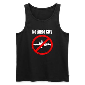 No Knife City - Men's Premium Organic Tank Top - black - Front - AI Model Male 178 light (178cm)
