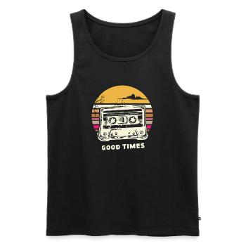 Alte Retro Kassette – vintage Mixtape Memories - Männer Premium Bio Tank Top - Schwarz - Vorne - Michal (187cm)
