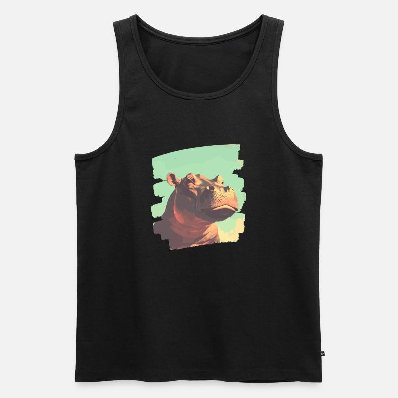 Nilpferd Retro - Männer Premium Bio Tank Top - Schwarz