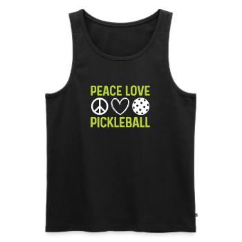 Frieden Liebe Pickleball - Männer Premium Bio Tank Top - Schwarz - Vorne - AI Model Male 178 light (178cm)