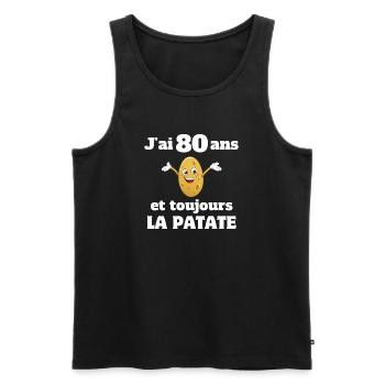 80 years old, 80 years old, I'm 80 years old - Men's Premium Organic Tank Top - black - Front - AI Model Male 178 light (178cm)