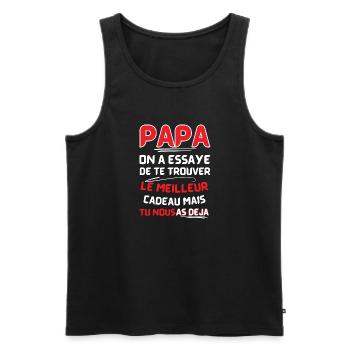 Papa: le meilleur cadeau déjà - Débardeur bio Premium Homme - noir - Devant - Michal (187cm)