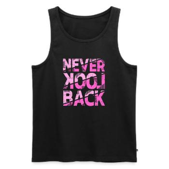 Never Look Back Motivationsdesign - Männer Premium Bio Tank Top - Schwarz - Vorne - AI Model Male 178 light (178cm)