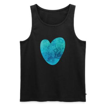 Yoga Heart Mandala Pattern Meditation Love Fan om - Men's Premium Organic Tank Top - black - Front - AI Model Male 178 light (178cm)