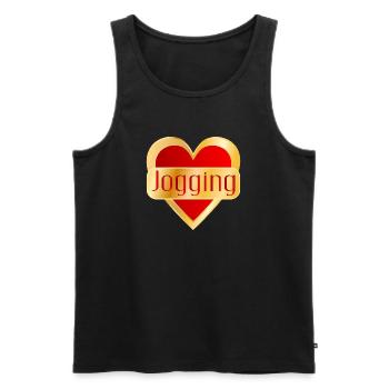 LAUFEN JOGGING HERZ - Männer Premium Bio Tank Top - Schwarz - Vorne - Michal (187cm)