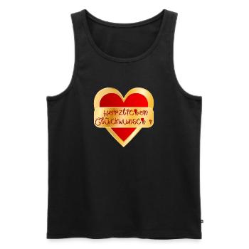 HERZ HERZLICHEN GLÜCKWUNSCH - Männer Premium Bio Tank Top - Schwarz - Vorne - Michal (187cm)