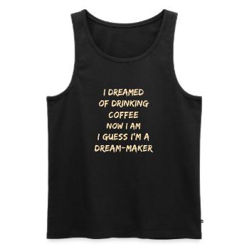 Zitat des Traummacher-Kaffees - Männer Premium Bio Tank Top - Schwarz - Vorne - Michal (187cm)