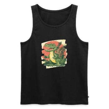 Crocodile Retro - Men's Premium Organic Tank Top - black - Front - AI Model Male 178 light (178cm)