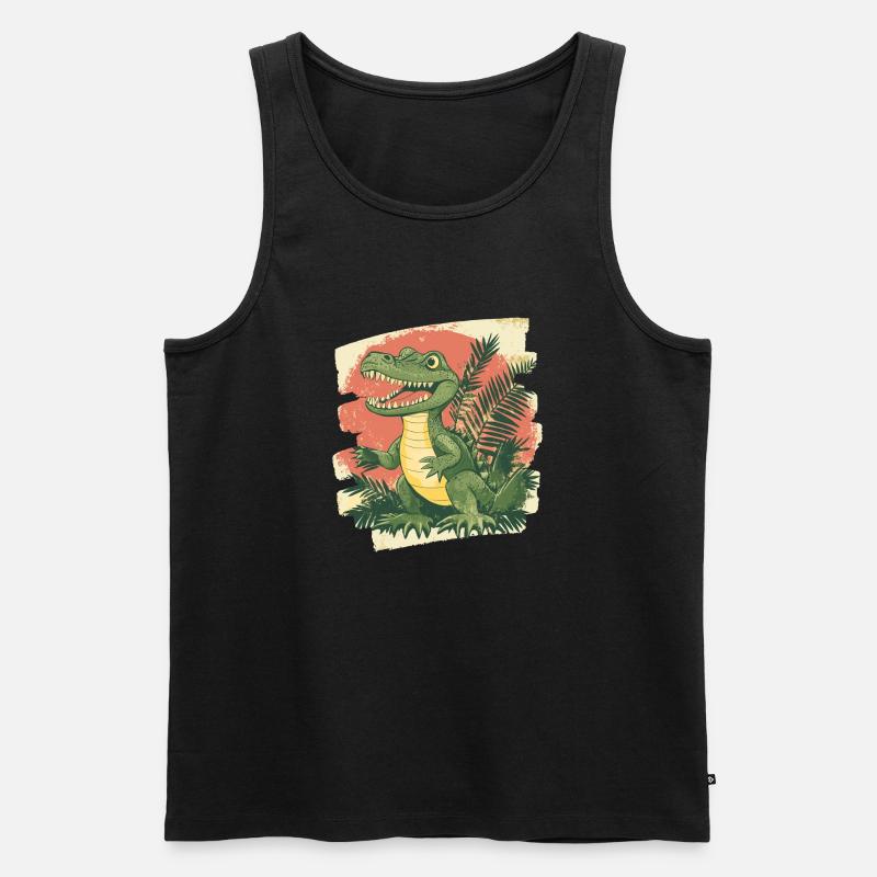 Krokodil Retro - Männer Premium Bio Tank Top - Schwarz