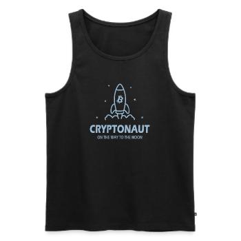Cryptonaute Bitcoin - Débardeur bio Premium Homme - noir - Devant - Michal (187cm)