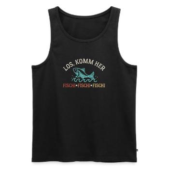 Komm Her Fischi Sportangler Angeln Fischen - Männer Premium Bio Tank Top - Schwarz - Vorne - Michal (187cm)