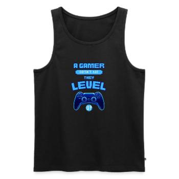 Gamer Level Up Neon-Controller - Männer Premium Bio Tank Top - Schwarz - Vorne - AI Model Male 178 light (178cm)