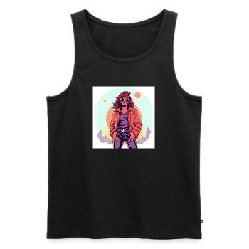 90's Style - Men's Premium Organic Tank Top - black - Front - AI Model Male 178 light (178cm)