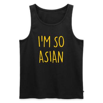 JE SUIS TELLEMENT ASIATIQUE ASIATIQUE Asie - Débardeur bio Premium Homme - noir - Devant - AI Model Male 178 light (178cm)