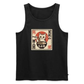Cat and Ramen (Japan-Style) - Men's Premium Organic Tank Top - black - Front - AI Model Male 178 light (178cm)