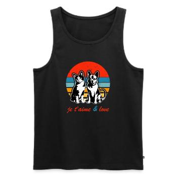 Vintage, ich liebe dich und liebe Hund und Katze 2026 - Männer Premium Bio Tank Top - Schwarz - Vorne - AI Model Male 178 light (178cm)