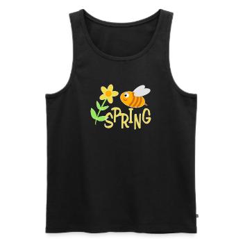 Happy bees with flower motif - Men's Premium Organic Tank Top - black - Front - Michal (187cm)