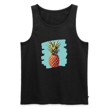 Pineapple 3 png - Männer Premium Bio Tank Top - Schwarz - Vorne - AI Model Male 178 light (178cm)