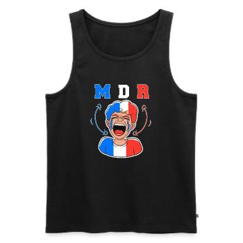 Citoyen français en 3D riant hystériquement 2026 - Débardeur bio Premium Homme - noir - Devant - AI Model Male 178 light (178cm)