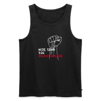 Wir sind die Brandmauer - Männer Premium Bio Tank Top - Schwarz - Vorne - Michal (187cm)