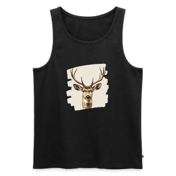 Cerf avec bois - Débardeur bio Premium Homme - noir - Devant - AI Model Male 178 light (178cm)