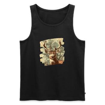 Cerf avec bois - Débardeur bio Premium Homme - noir - Devant - AI Model Male 178 light (178cm)