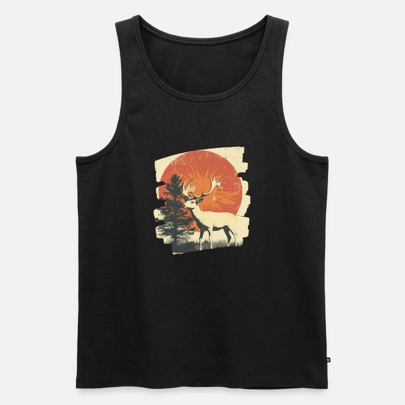 Hirsch mit Geweih - Männer Premium Bio Tank Top - Schwarz