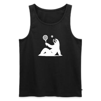 Sloth Tennis Tennis Player Ball Horn Silhouette - Men's Premium Organic Tank Top - black - Front - Michal (187cm)