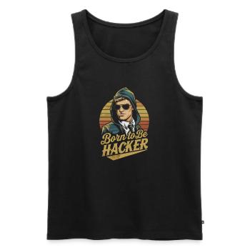 Born to Be Hacker – Computer Science Nerd IT - Men's Premium Organic Tank Top - black - Front - AI Model Male 178 light (178cm)