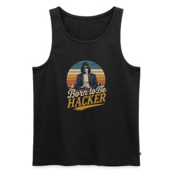 Born to Be Hacker – Computer Science Nerd IT - Men's Premium Organic Tank Top - black - Front - AI Model Male 178 light (178cm)