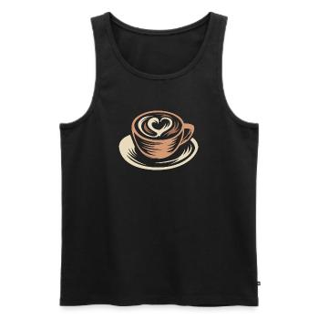Stylisierte Kaffeetasse mit Latte Art Herz - Männer Premium Bio Tank Top - Schwarz - Vorne - AI Model Male 178 light (178cm)