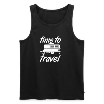 Wohnwagen,Camping,Fun ShirtTime to travel (25) - Männer Premium Bio Tank Top - Schwarz - Vorne - Michal (187cm)