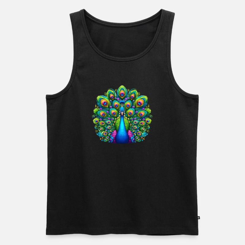 Pfau - Männer Premium Bio Tank Top - Schwarz