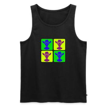 Alien Cowboy Pop Art Design - Men's Premium Organic Tank Top - black - Front - AI Model Male 178 light (178cm)