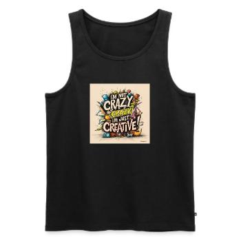 Je ne suis pas fou, je suis juste créatif - Débardeur bio Premium Homme - noir - Devant - AI Model Male 178 light (178cm)