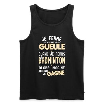 Ich halte meinen Mund nicht, wenn ich Badminton verliere - Männer Premium Bio Tank Top - Schwarz - Vorne - Michal (187cm)