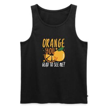 orange you glad to see me - Männer Premium Bio Tank Top - Schwarz - Vorne - AI Model Male 178 light (178cm)