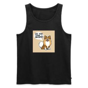 Funny Pomeranian Dog - Do You Think I Am Cute? - Men's Premium Organic Tank Top - black - Front - AI Model Male 178 light (178cm)