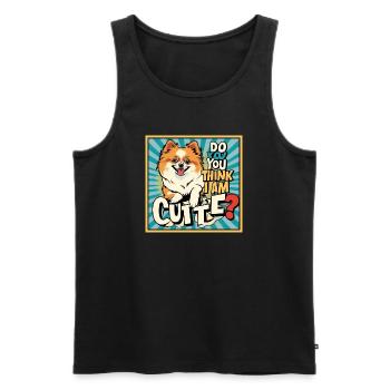Funny Pomeranian Dog - Do You Think I Am Cute? - Männer Premium Bio Tank Top - Schwarz - Vorne - Michal (187cm)