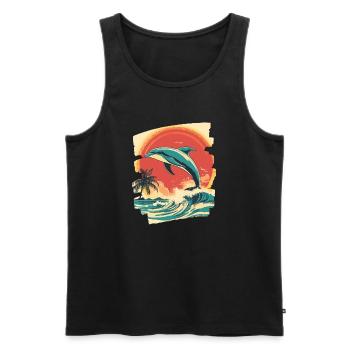 Dolphin - Men's Premium Organic Tank Top - black - Front - AI Model Male 178 light (178cm)