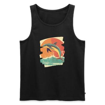 Dolphin - Men's Premium Organic Tank Top - black - Front - AI Model Male 178 light (178cm)