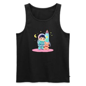Astronaut with teddy bear - Men's Premium Organic Tank Top - black - Front - Michal (187cm)