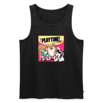 Comic Dogs - Playtime - Männer Premium Bio Tank Top - Schwarz - Vorne - AI Model Male 178 light (178cm)